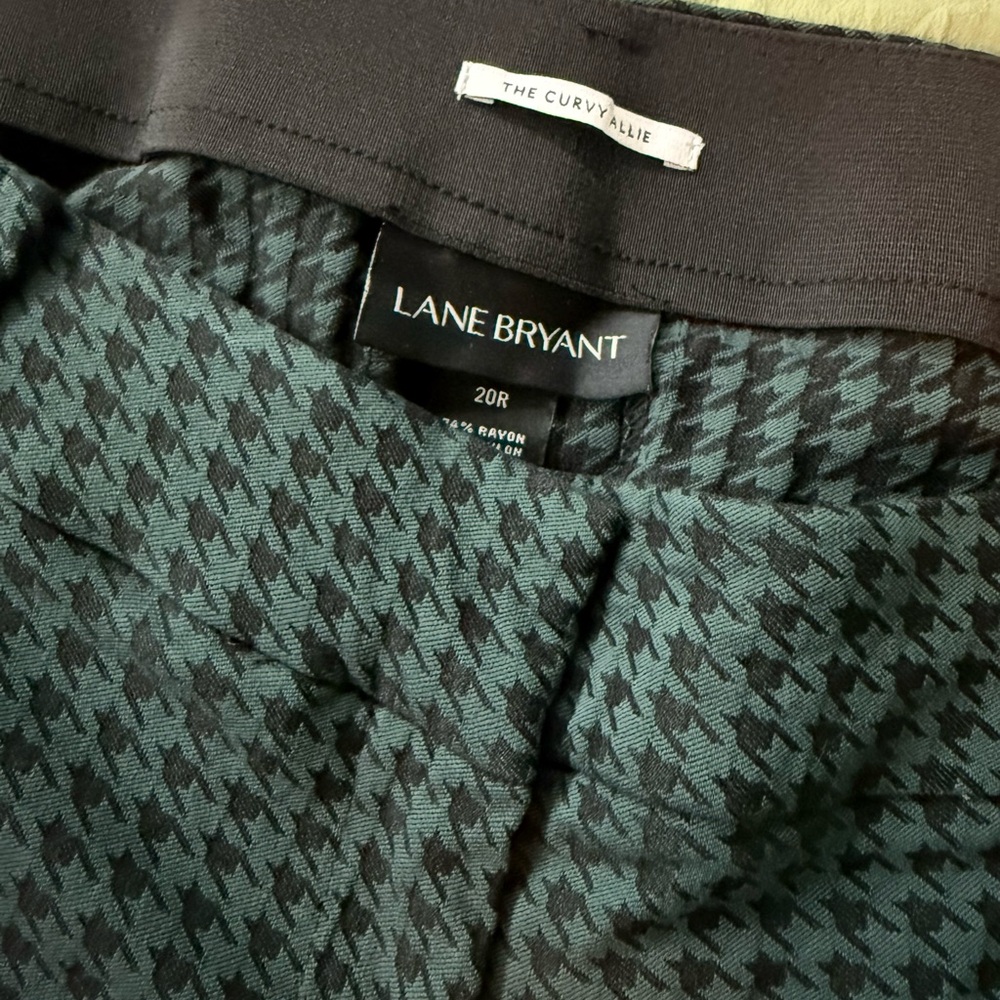 Lane Bryant Black and Green Houndstooth Trousers